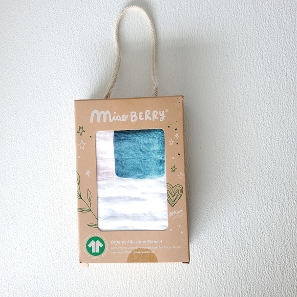 NIB Miao Berry Organic Cotton Milestone Blanket Swaddle - Picture 2 of 7